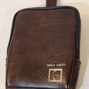 Vintage Kodak Camera Brown Leather Pouch Case Tote Padded w/ Zipper  Pocket